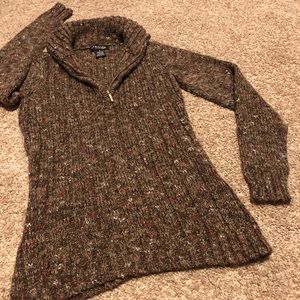 (as is) Strand knit zipper brown sweater